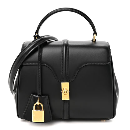 Celine Satinated Calfskin Mini 16 Top Handle Bag Black 1 of 12