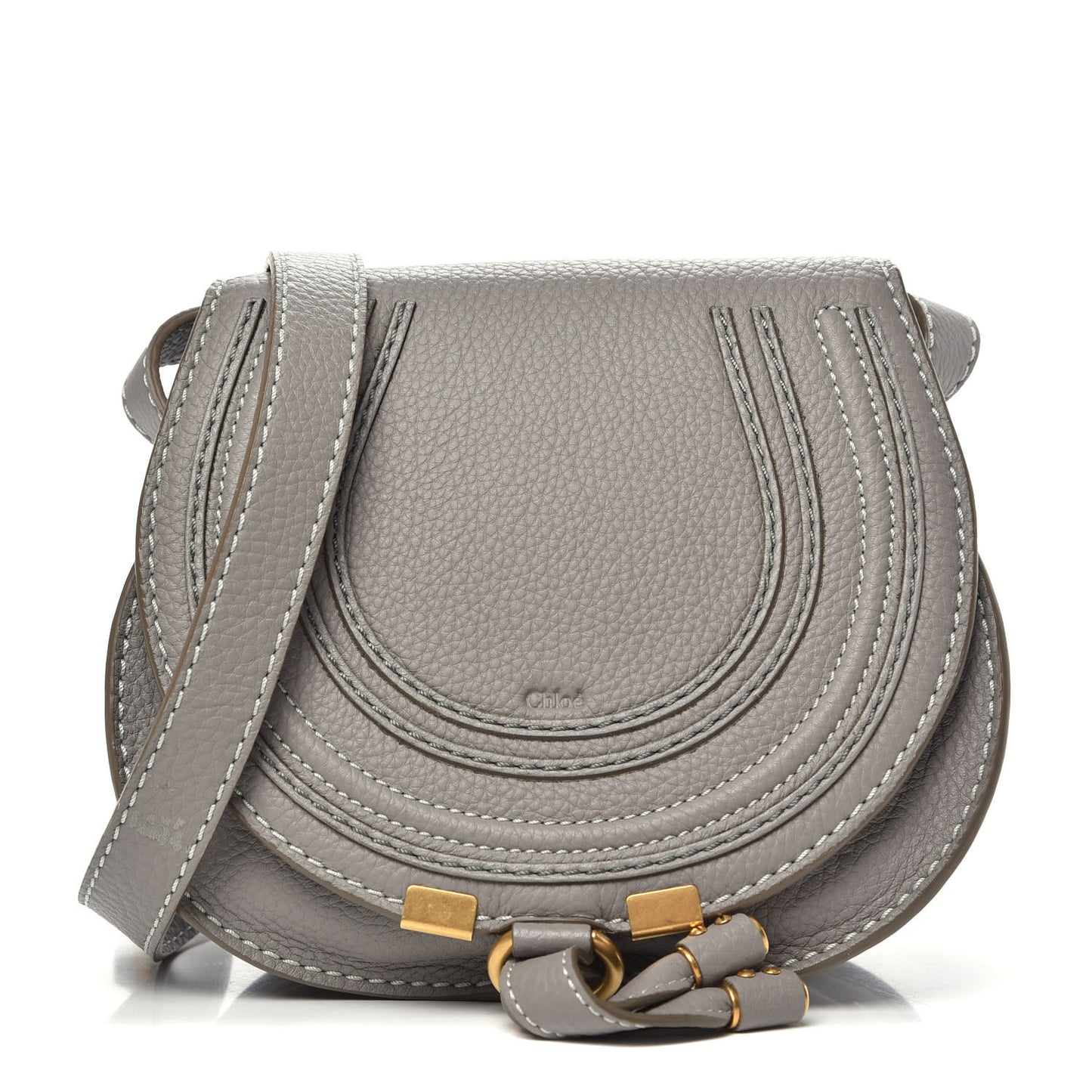 Calfskin Mini Marcie Round Crossbody Bag Cashmere Grey