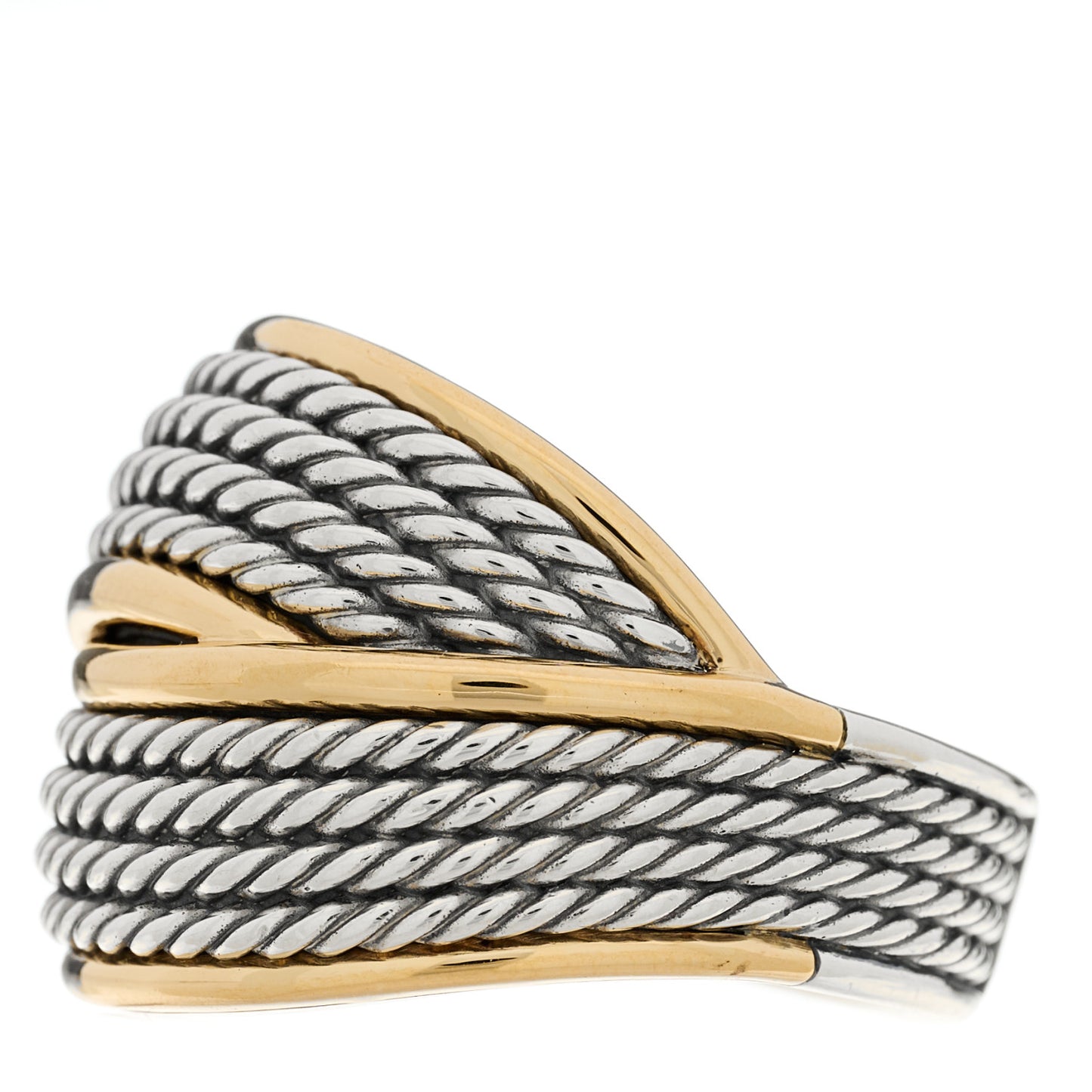 Sterling Silver 18K Yellow Gold Origami Crossover Ring 58 8.25