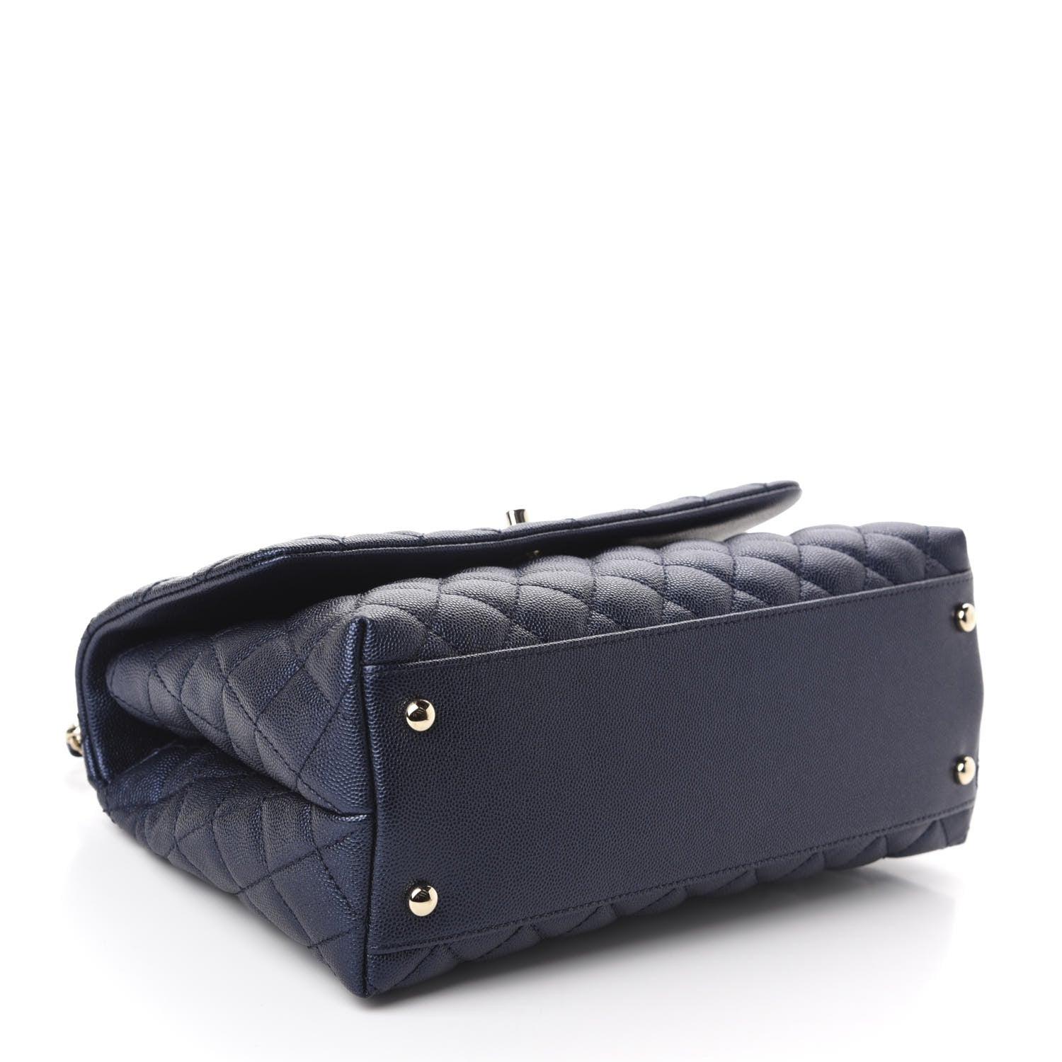 Chanel Iridescent Caviar Quilted Small Coco Handle Flap Dark Blue 4 of 11