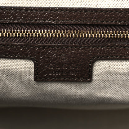 Gucci Monogram Jumbo GG Textured Dollar Calfskin Web Medium Ophidia Shopping Tote Camel Ebony 6 of 10
