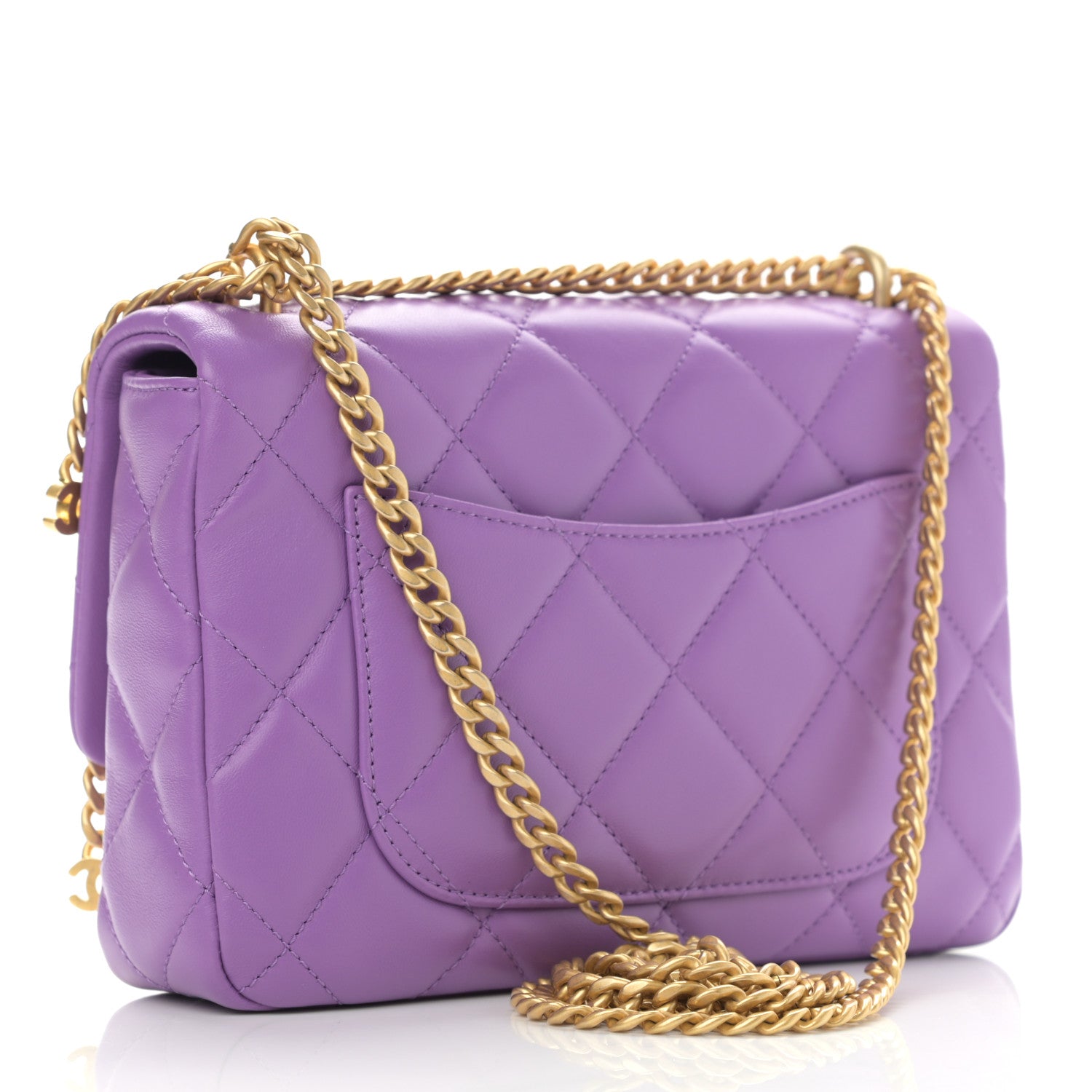 Chanel Lambskin Enamel Quilted Small Pending CC Square Flap Purple 3 of 10