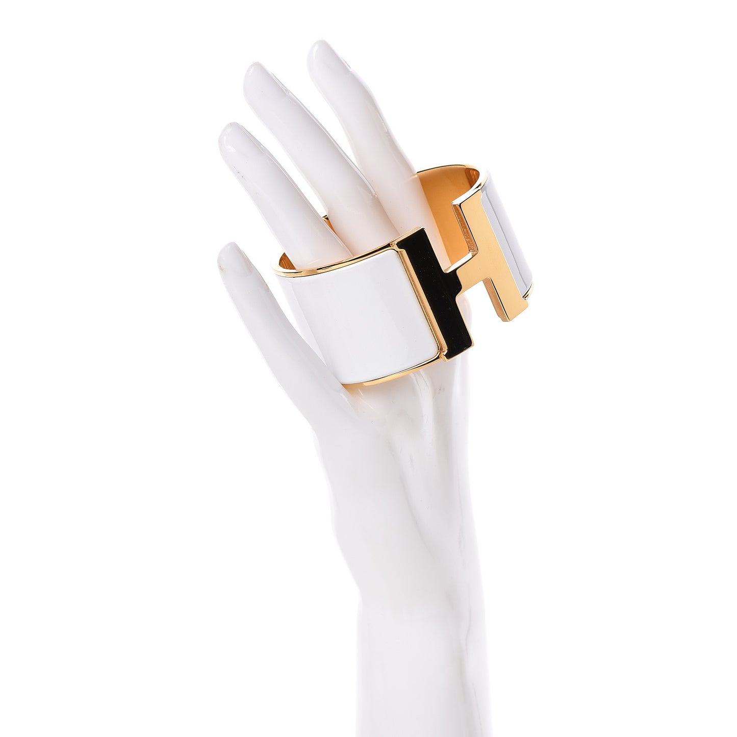 Enamel Extra Wide Clic Clac H Bracelet PM White