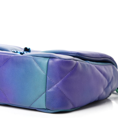 Chanel Tie Dye Calfskin Quilted Medium 19 Flap Blue Purple 7 of 10
