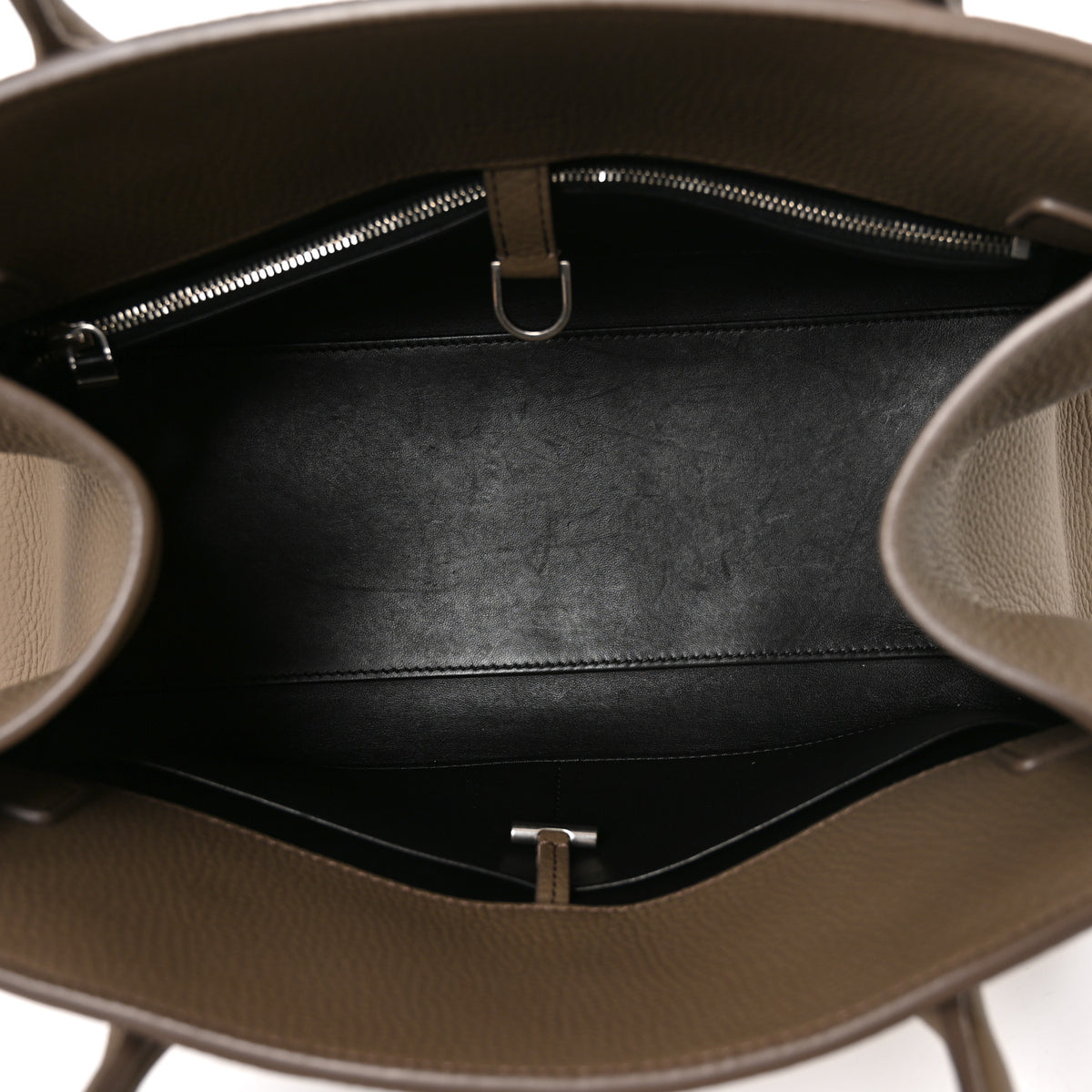 Matte Grained Calfskin Margaux Shoulder 12  Dark Taupe