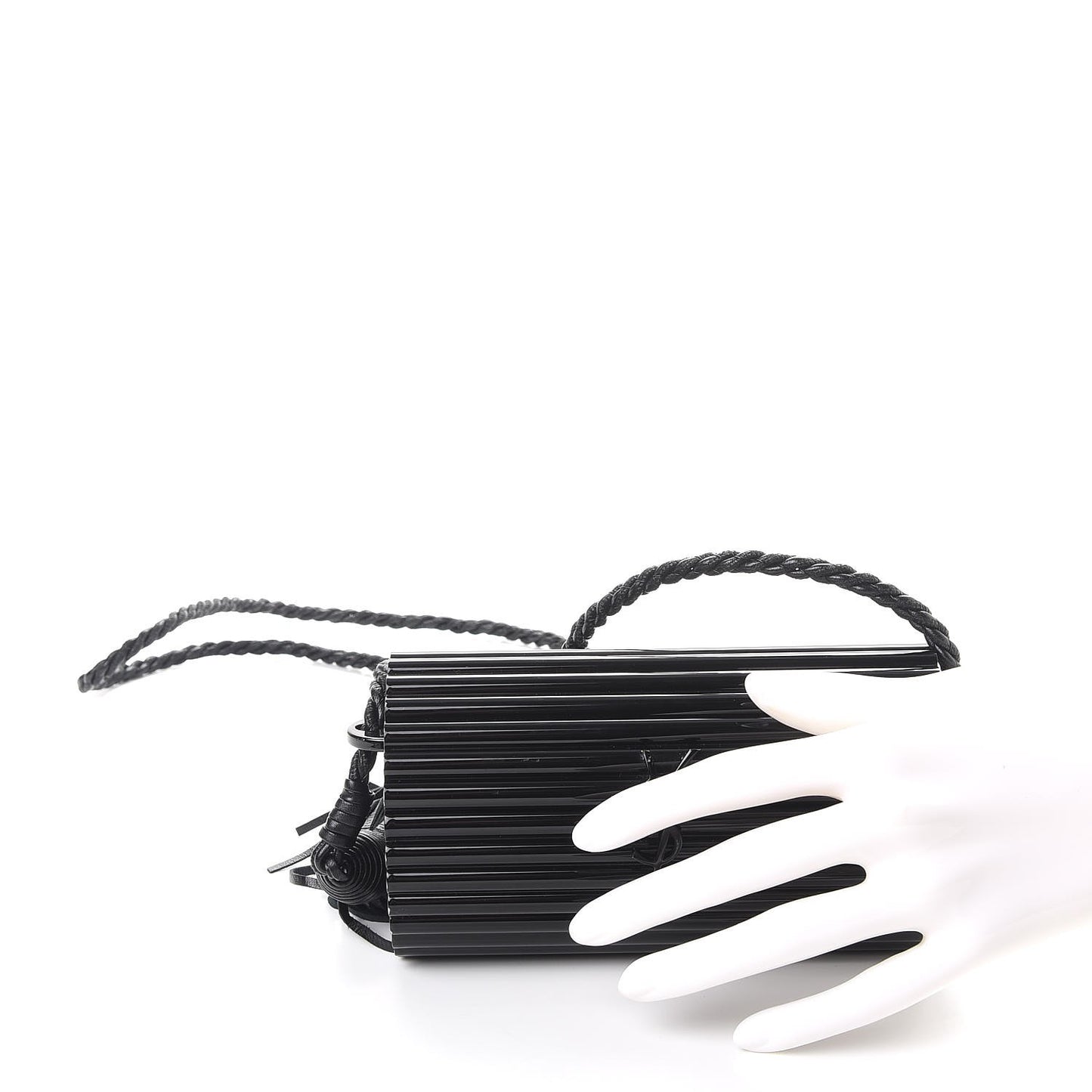 Ribbed Plexiglass Lambskin Fringe Monogram Opium Box Bag Black