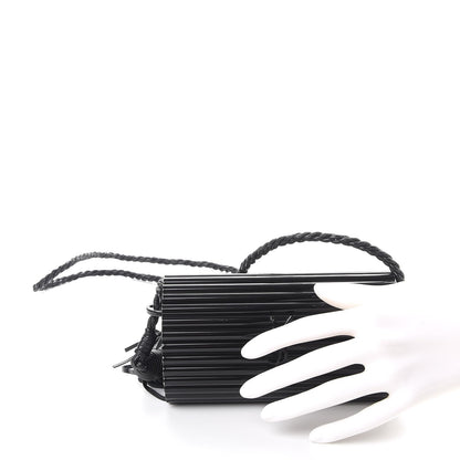 Saint Laurent Ribbed Plexiglass Lambskin Fringe Monogram Opium Box Bag Black 3 of 9