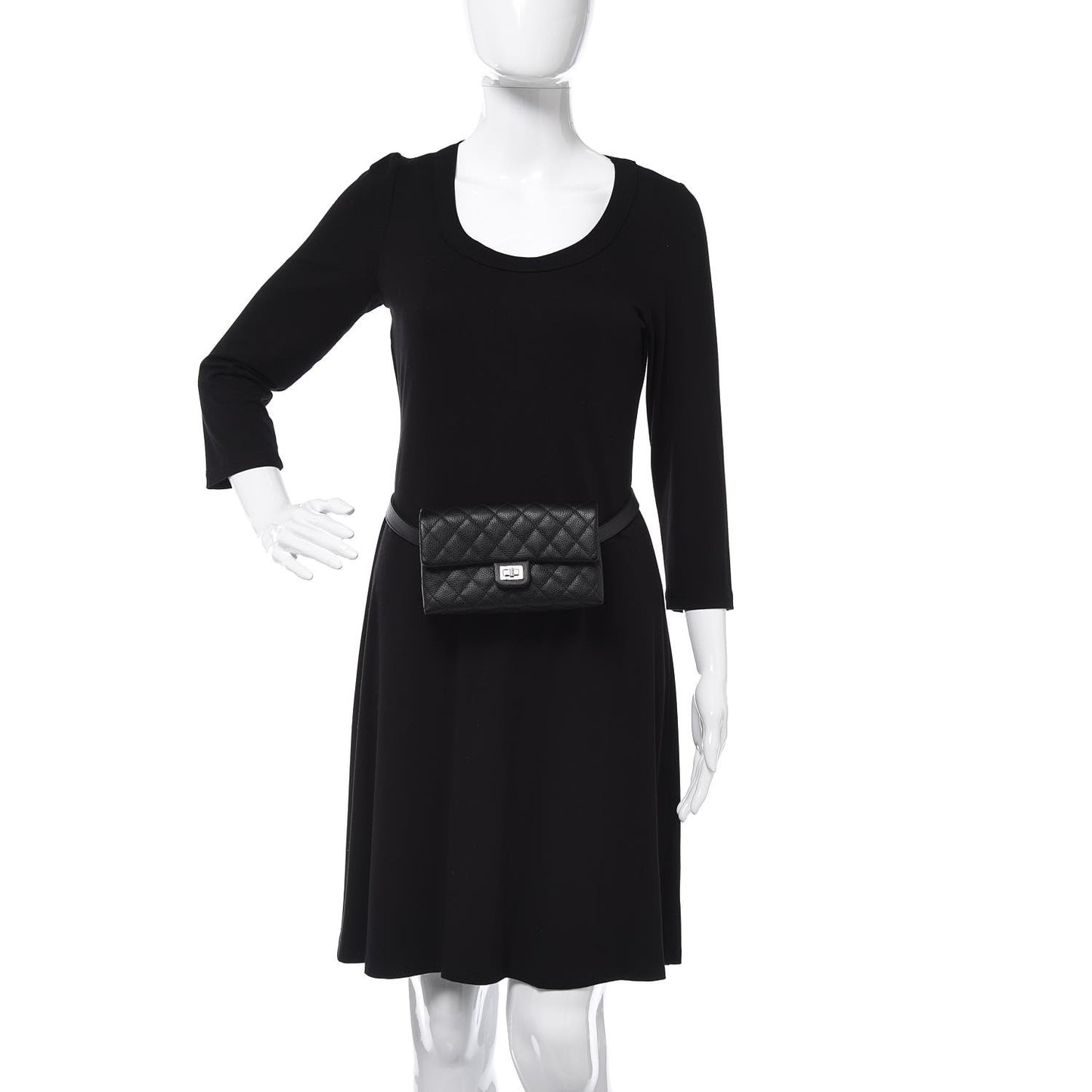 Grained Calfskin Quilted 2.55 Reissue Flap Belt Bag Clutch Black