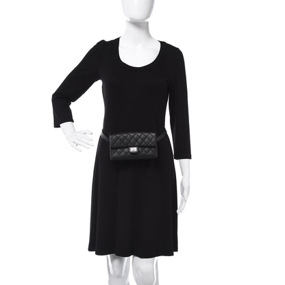 Chanel Grained Calfskin Quilted 2.55 Reissue Flap Belt Bag Clutch Black 2 of 9