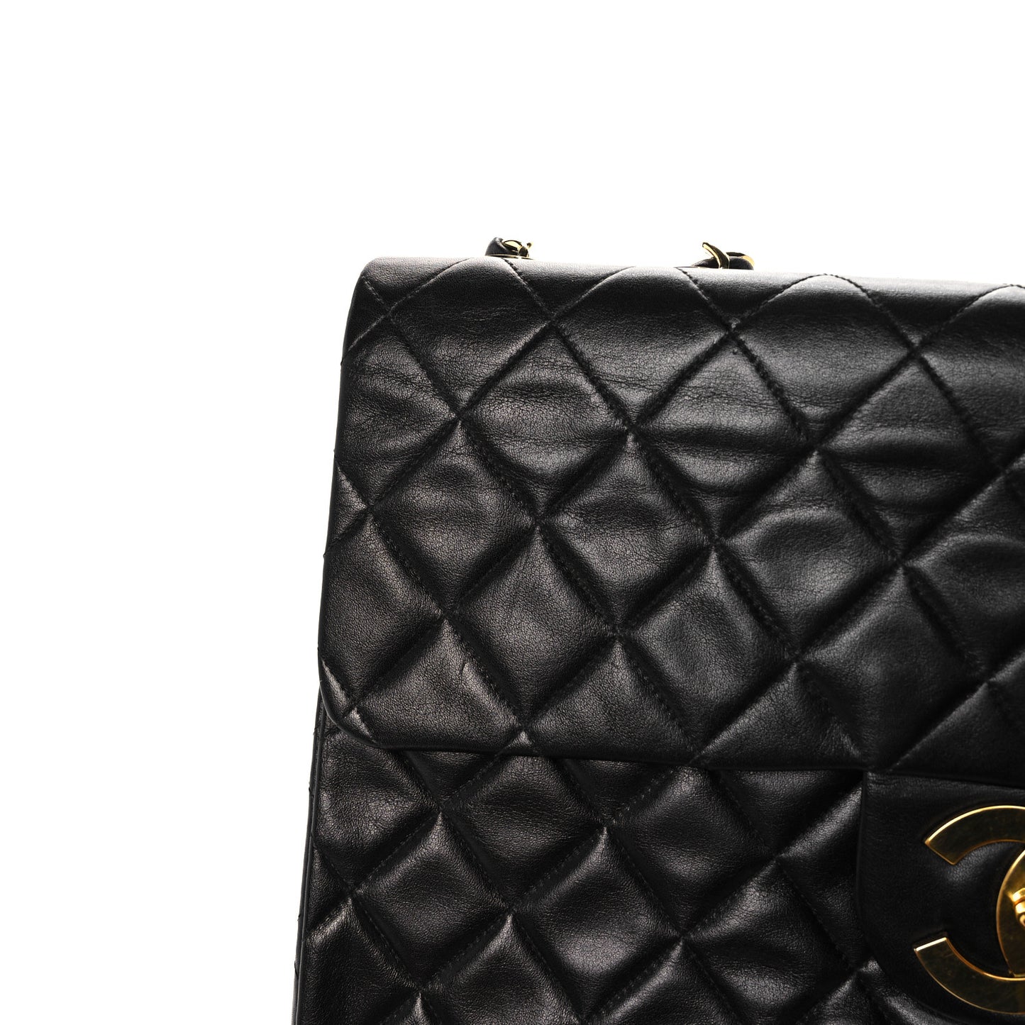 Lambskin Quilted XL Jumbo Single Flap Black