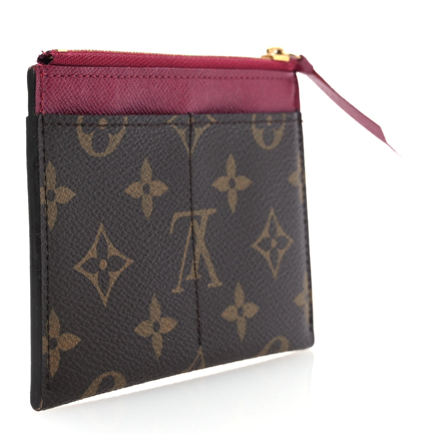 Monogram Zipped Card Holder Fuchsia