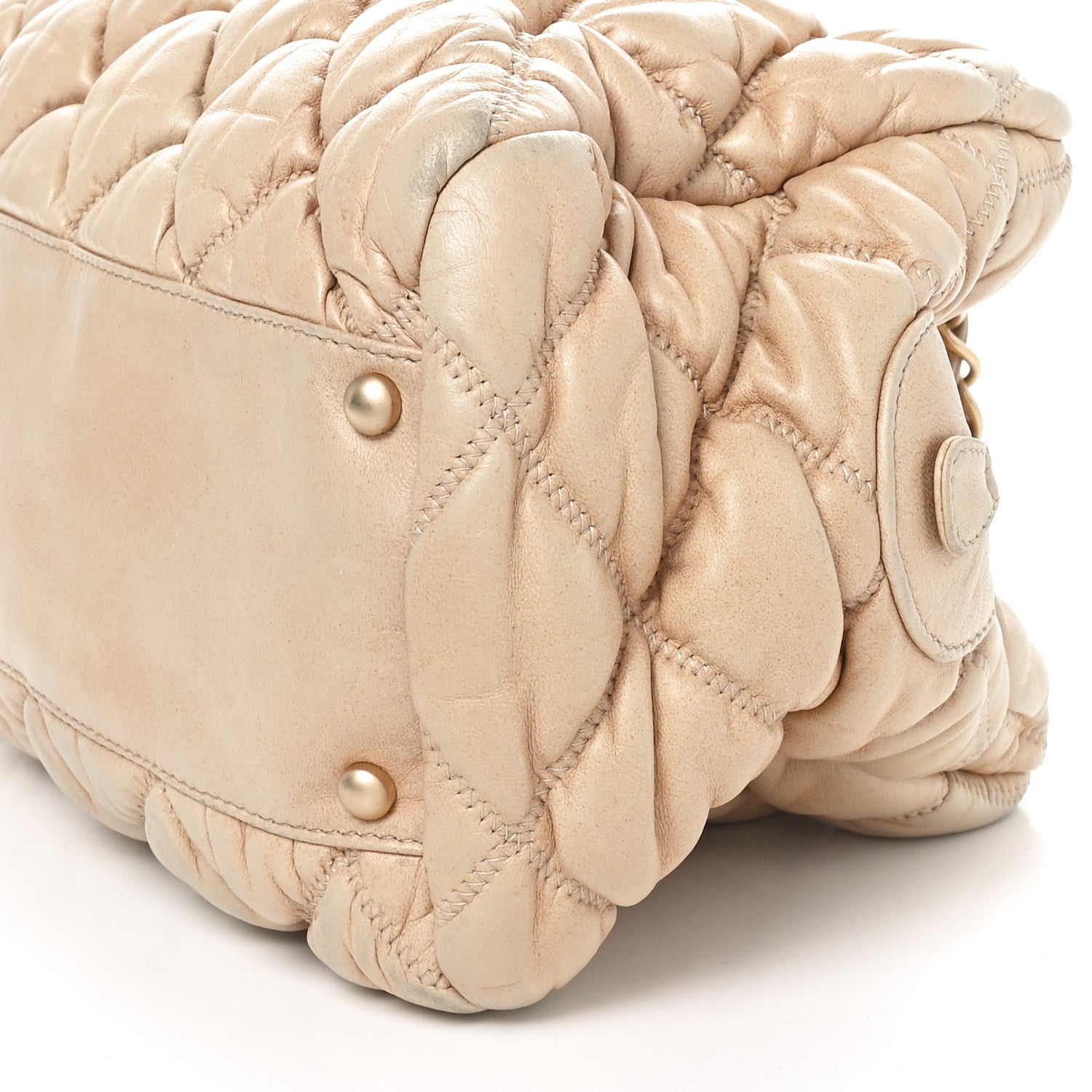 Chanel Lambskin Bubble Quilt Bowler Beige 10 of 11