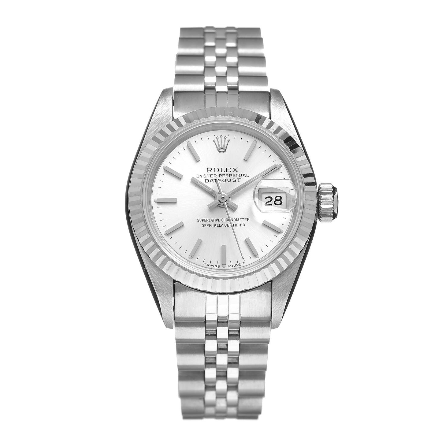 Stainless Steel 18K White Gold 26mm Oyster Perpetual Datejust Watch Silver 69174