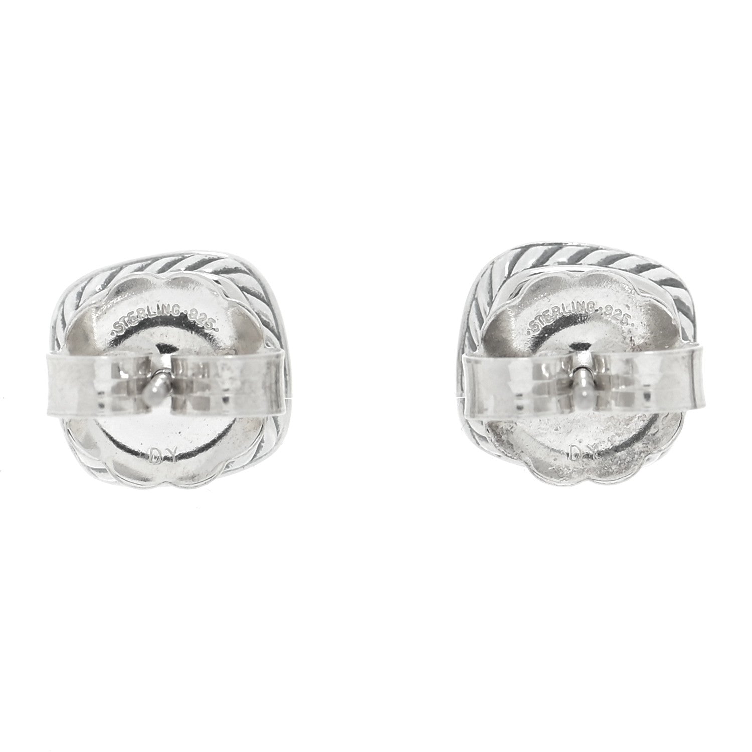 David Yurman Sterling Silver Diamond Amethyst 5mm Petite Albion Earrings 3 of 5