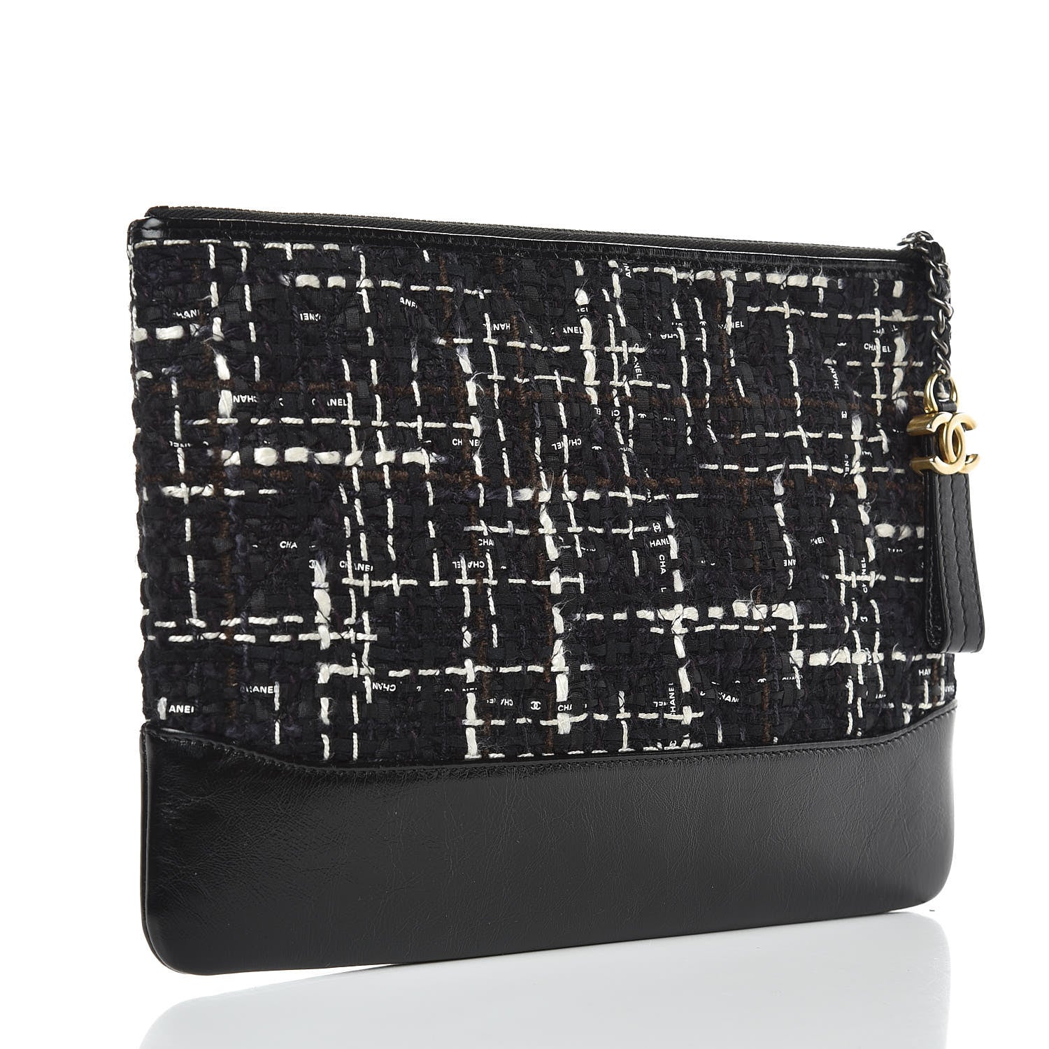 Chanel Tweed Calfskin Medium Gabrielle Cosmetic Case Black 3 of 7