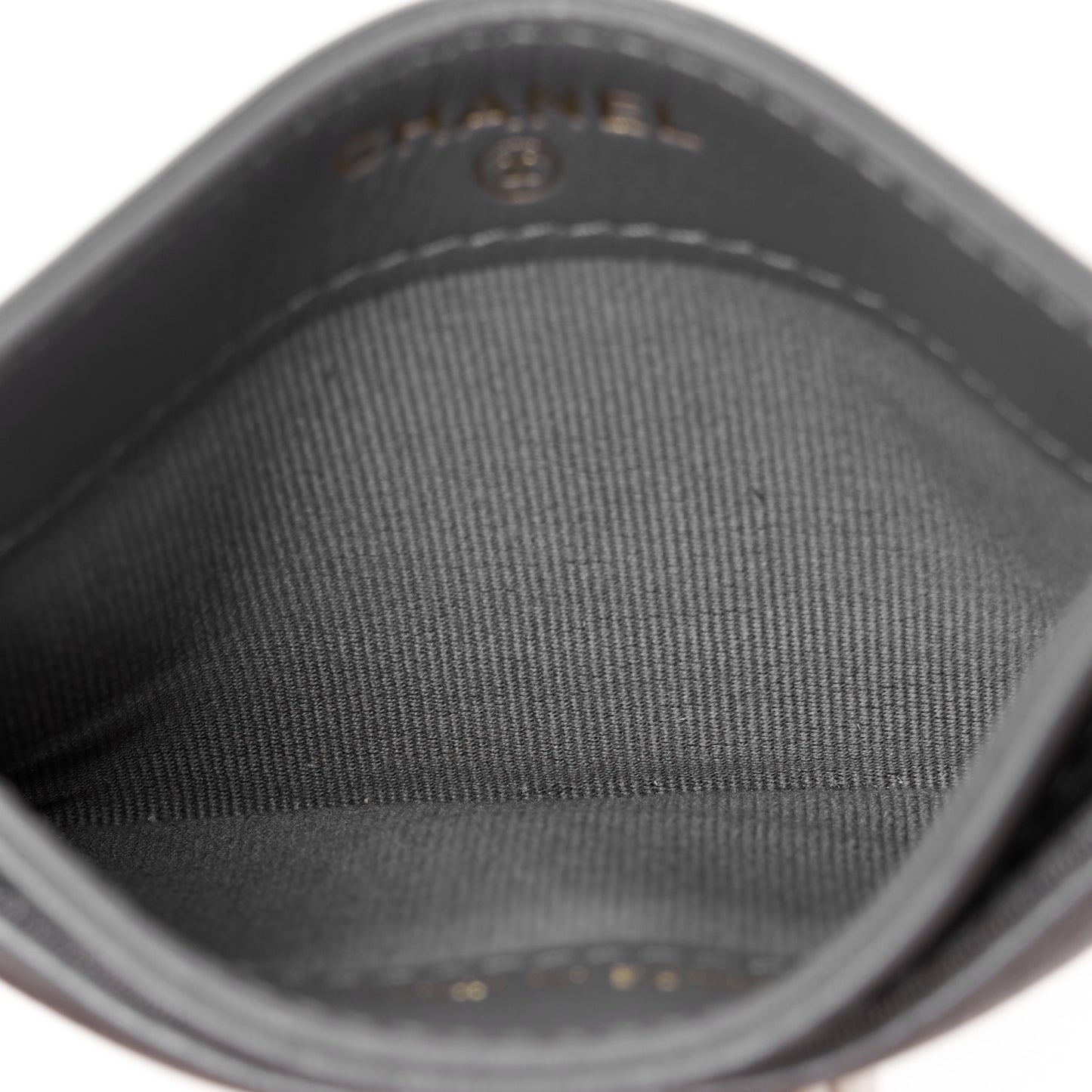 Lambskin Quilted Chanel 19 Card Holder Dark Grey