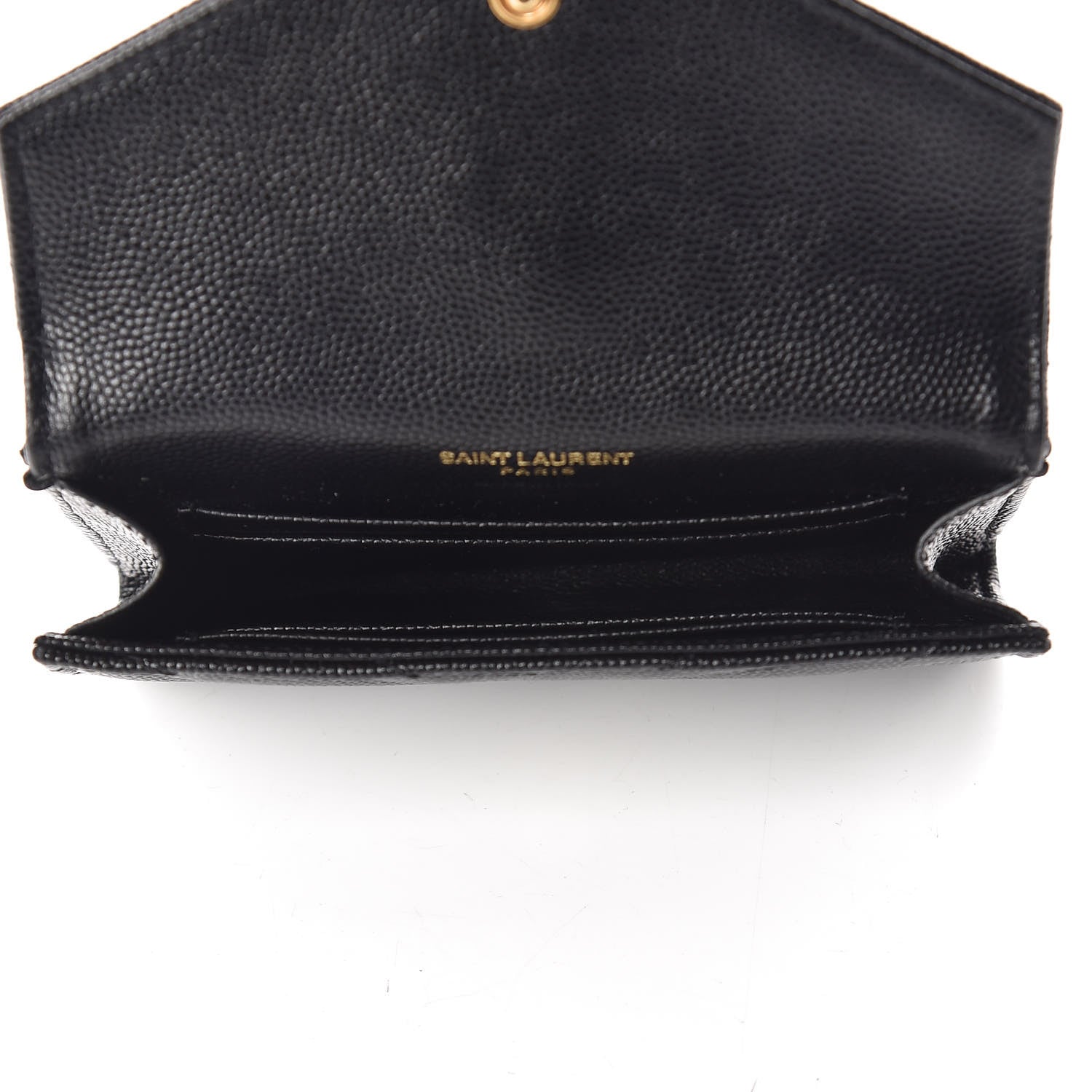 Saint Laurent Grain De Poudre Matelasse Chevron Small Monogram Envelope Wallet Black 5 of 6