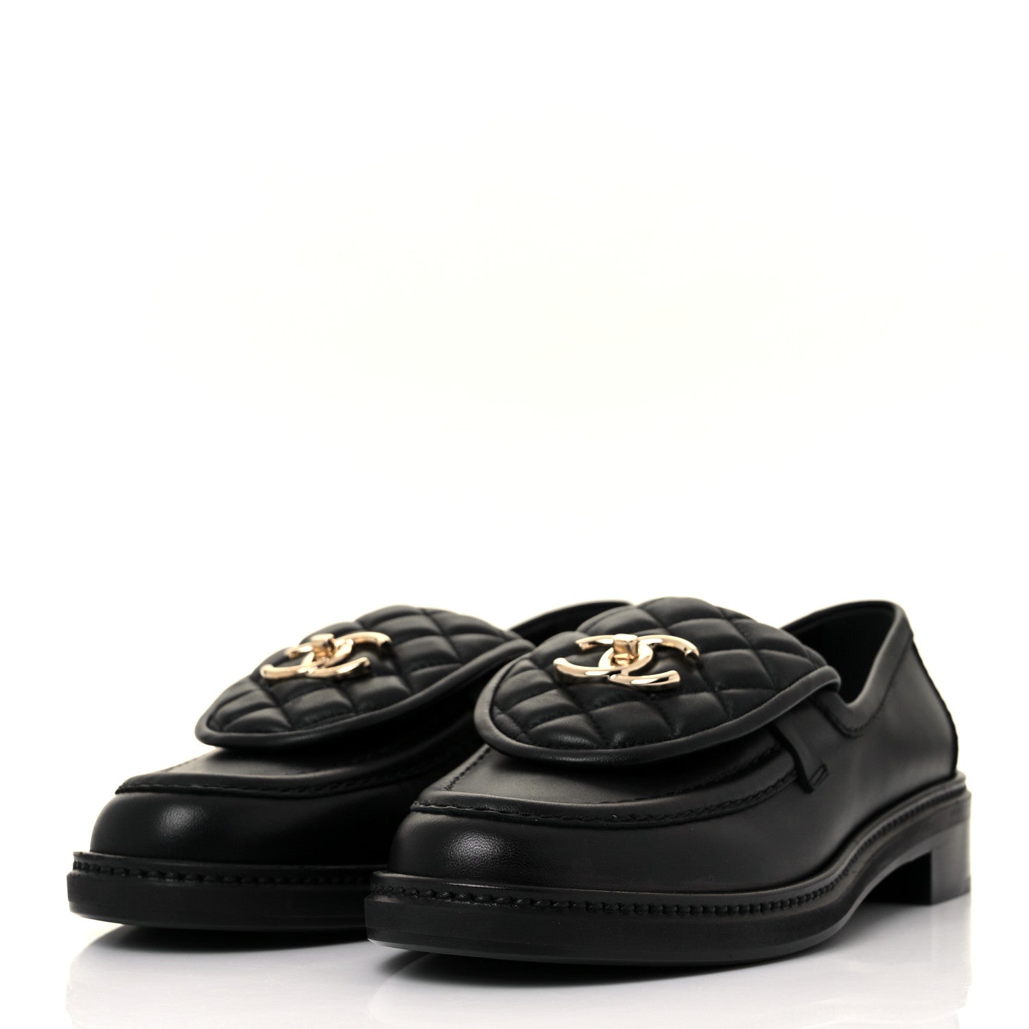 Chanel Lambskin Quilted CC Turnlock Loafers 39 Black 3 of 13