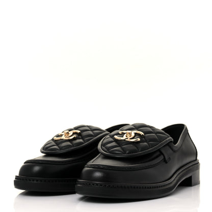 Chanel Lambskin Quilted CC Turnlock Loafers 39 Black 3 of 13