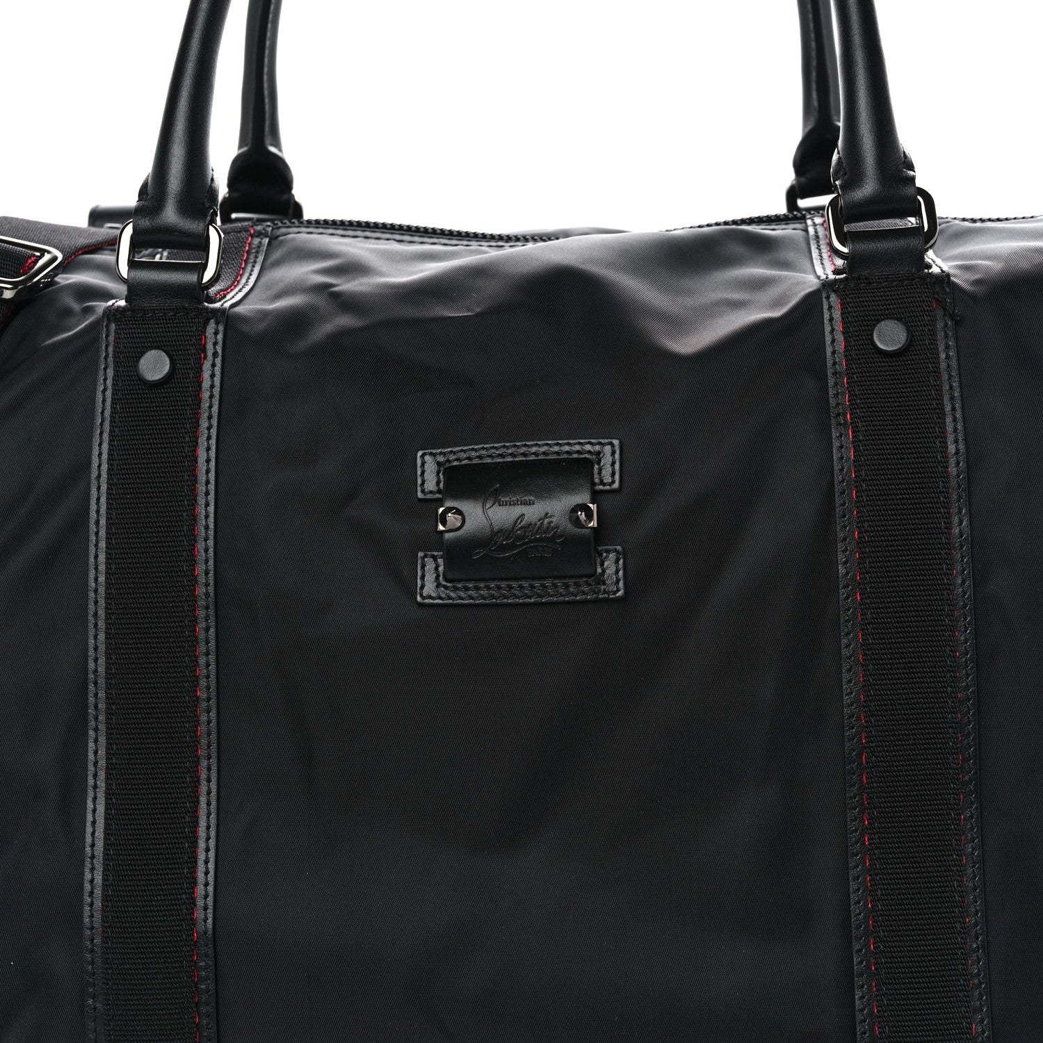 Christian Louboutin Nylon Calfskin Paris Loubcity Weekender Black Gunmetal 7 of 10
