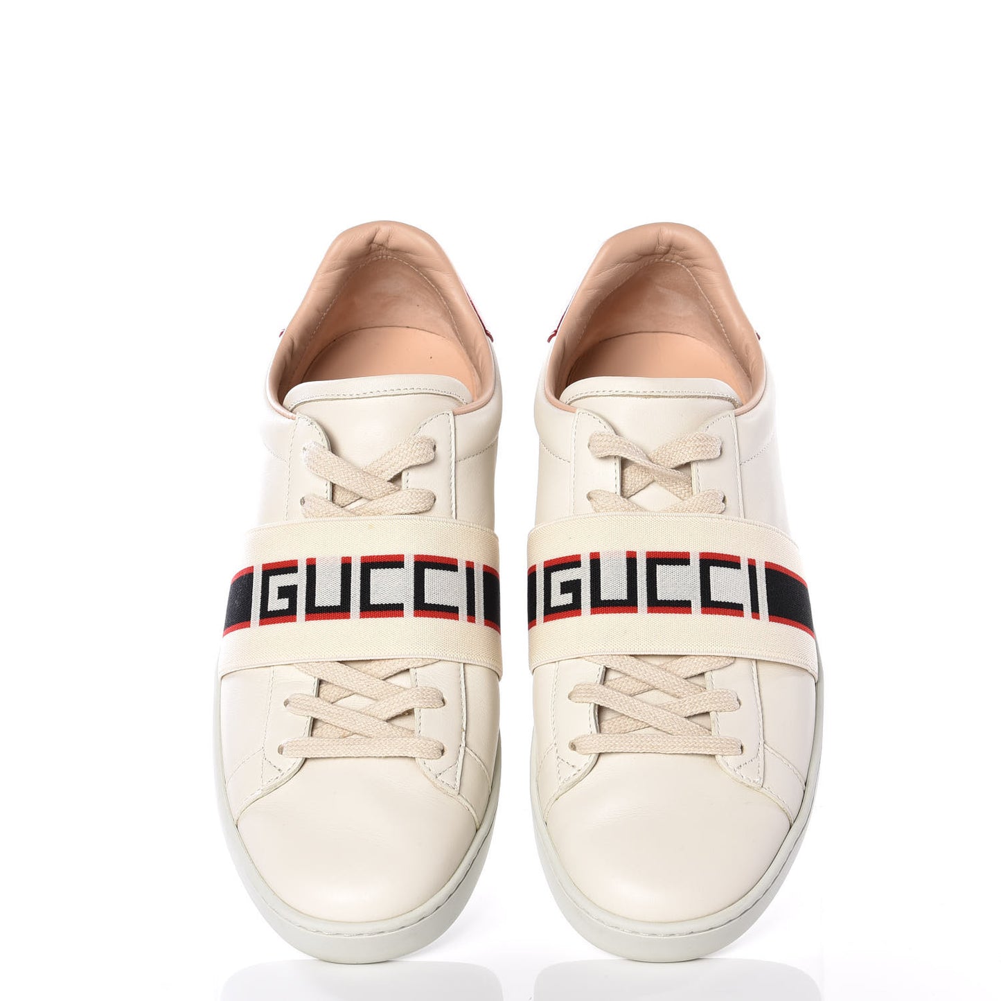 Calfskin Stripe Womens New Ace Sneakers 40 New Mystic White Ecru Red Flame