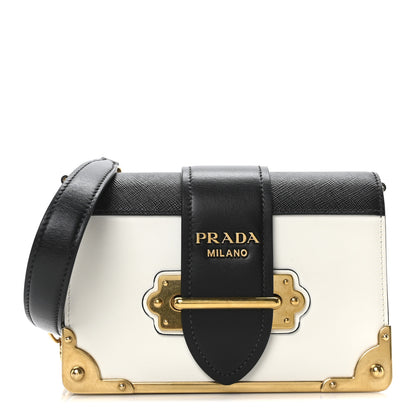 Prada City Calf Saffiano Cahier Bag Talco Black 1 of 10