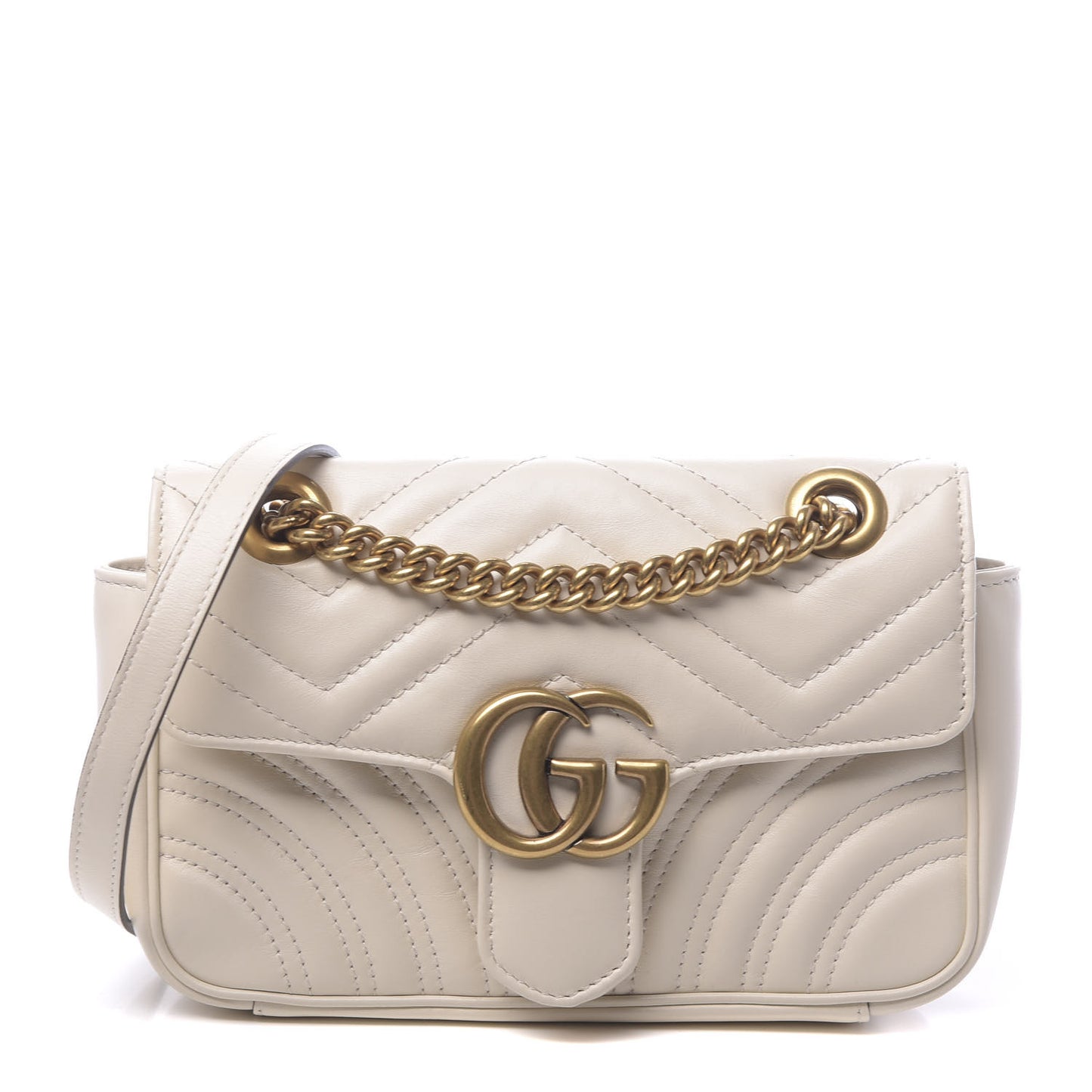 Calfskin Matelasse Mini GG Marmont Shoulder Bag White