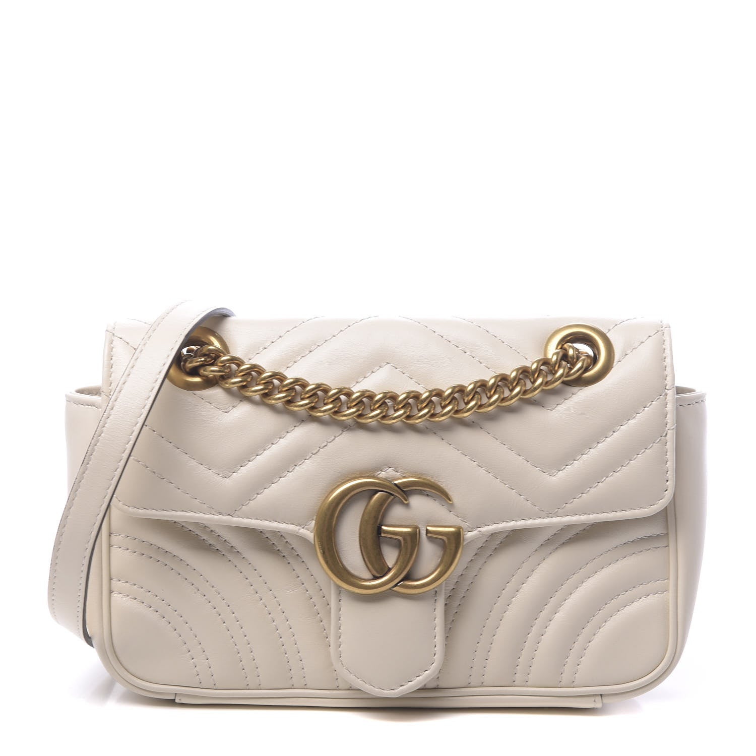 Gucci Calfskin Matelasse Mini GG Marmont Shoulder Bag White 1 of 11