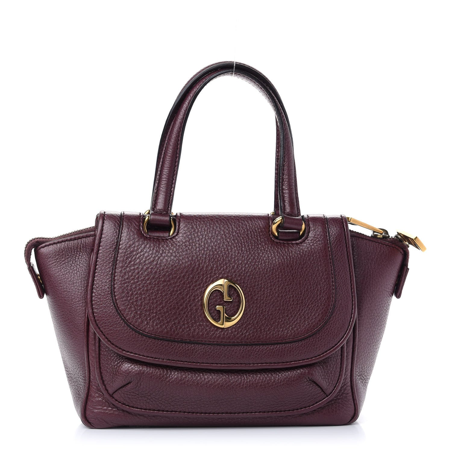 Gucci Pebbled Calfskin Small 1973 Top Handle Satchel Burgundy 1 of 9
