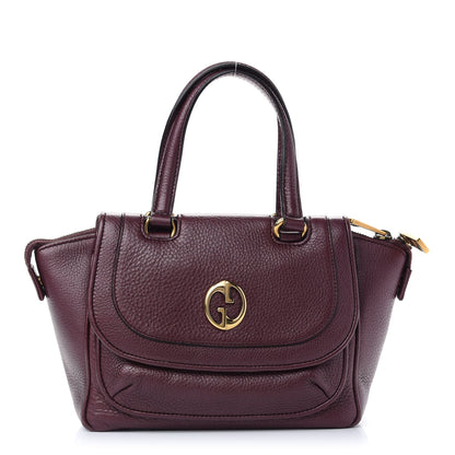 Gucci Pebbled Calfskin Small 1973 Top Handle Satchel Burgundy 1 of 9