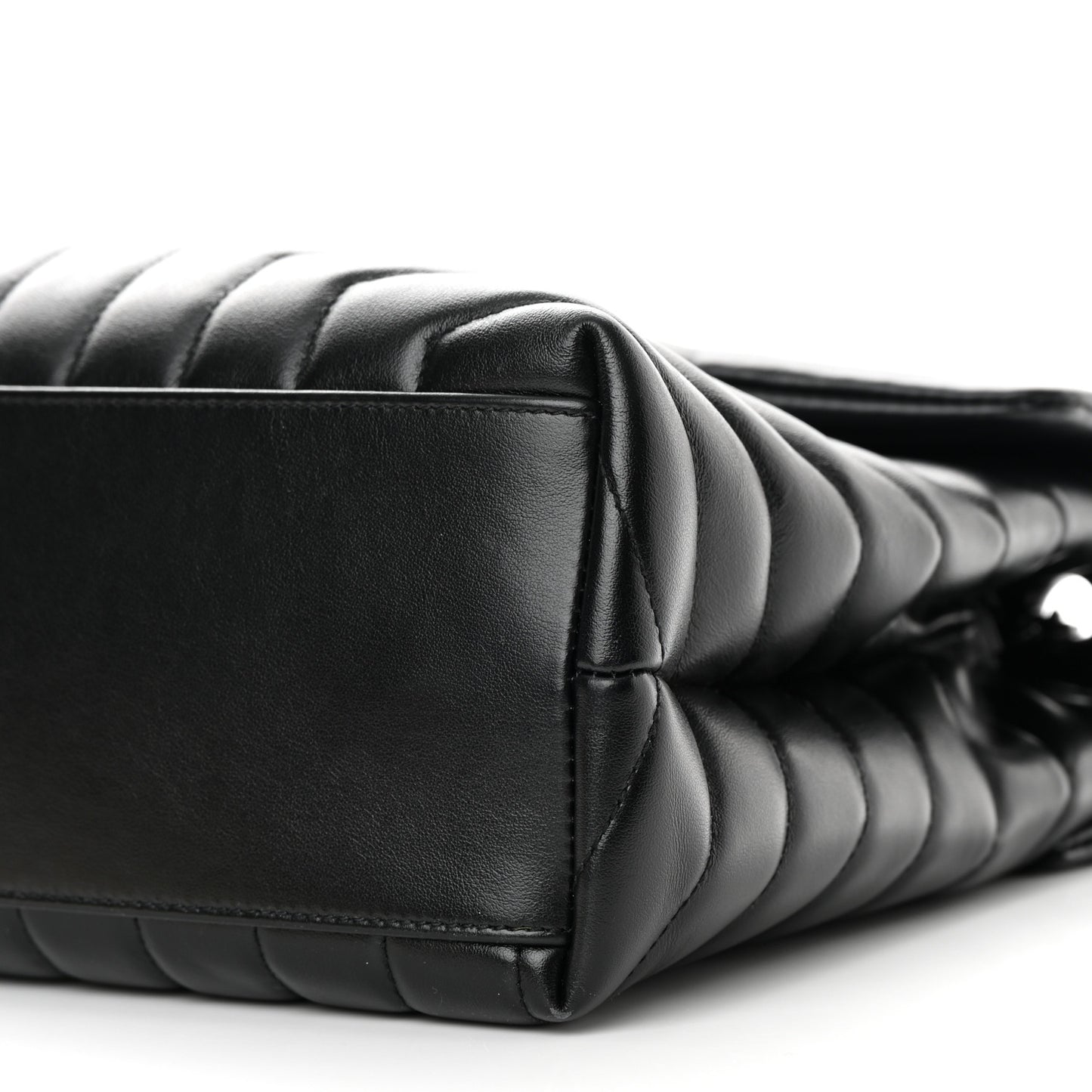 Calfskin Y Quilted Monogram Monochrome Medium Loulou Chain Satchel Black