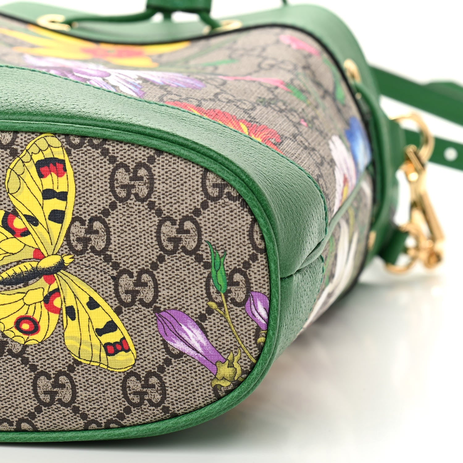 Gucci GG Supreme Monogram Flora Small Ophidia Bucket Bag Beige Multicolor Green 10 of 10