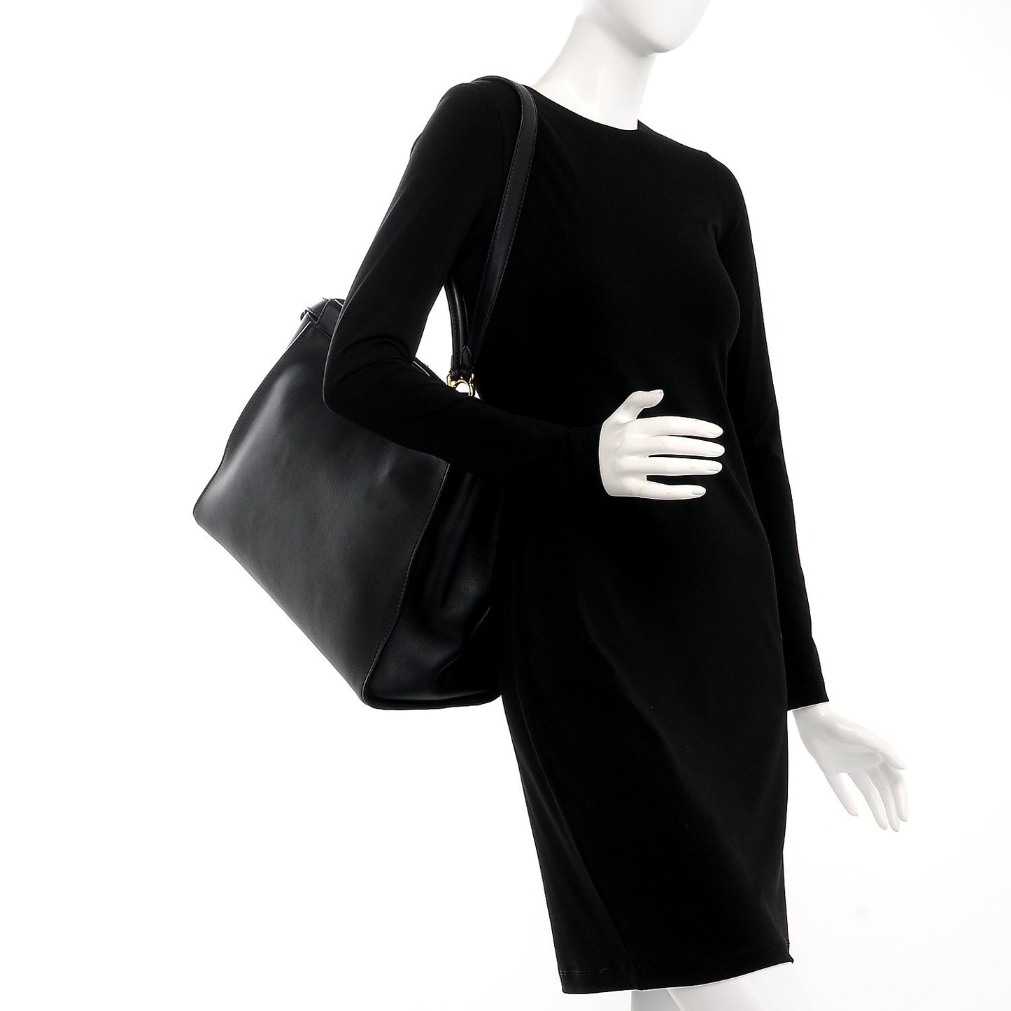 Vitello Seta Shiny Nappa Large Peekaboo Iconic Satchel Black