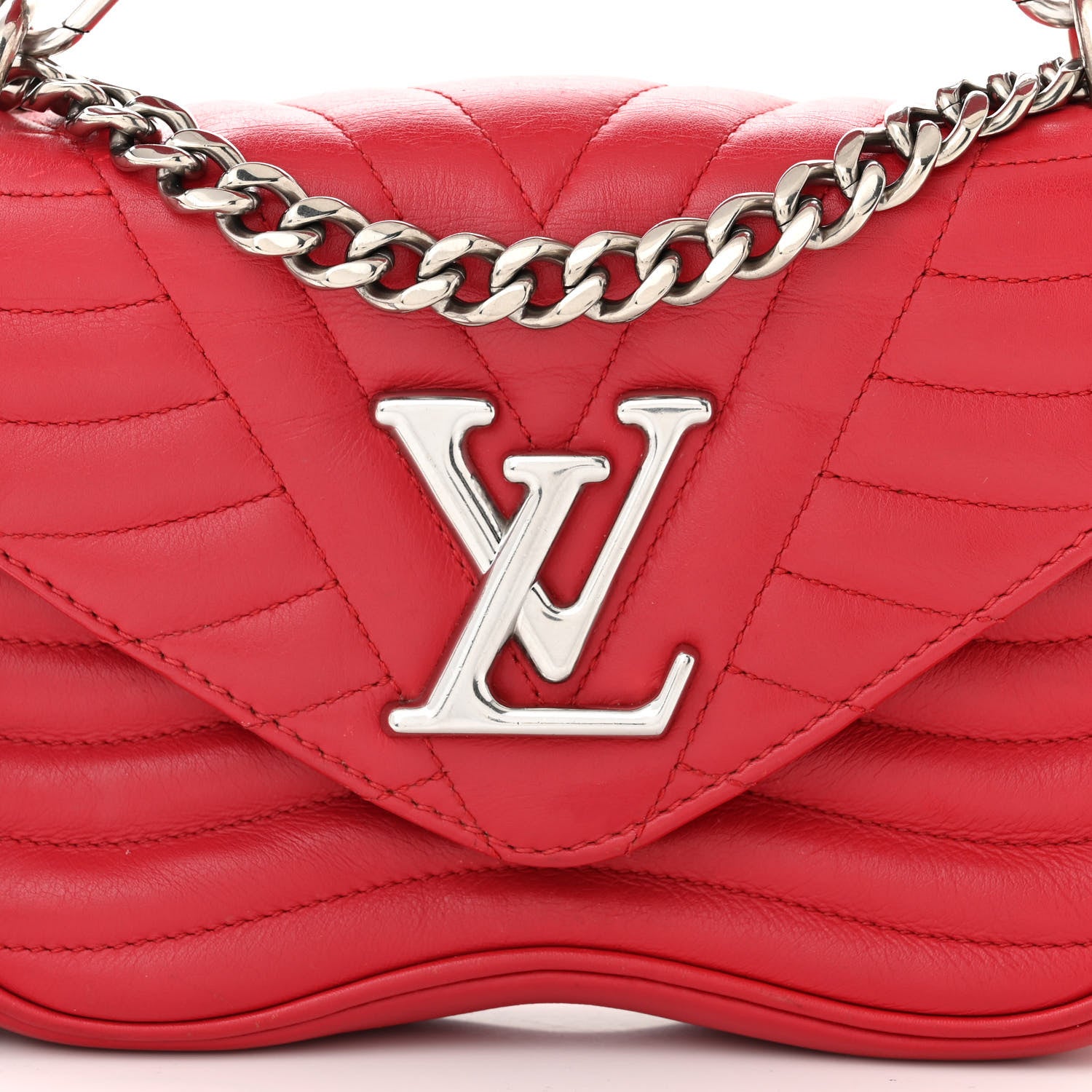 Louis Vuitton Calfskin New Wave Chain MM Ecarlate 7 of 11