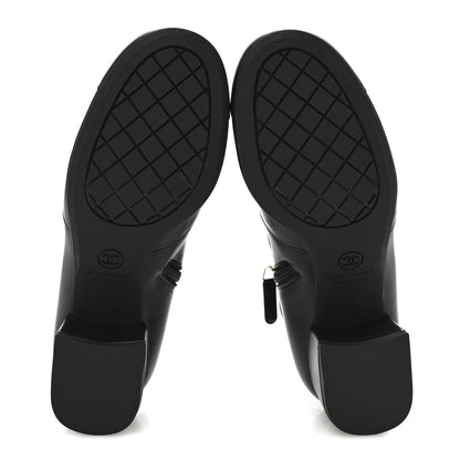 Chanel Stretch Lambskin Cap Toe CC Uniform Short Boots 37.5 Black 6 of 9