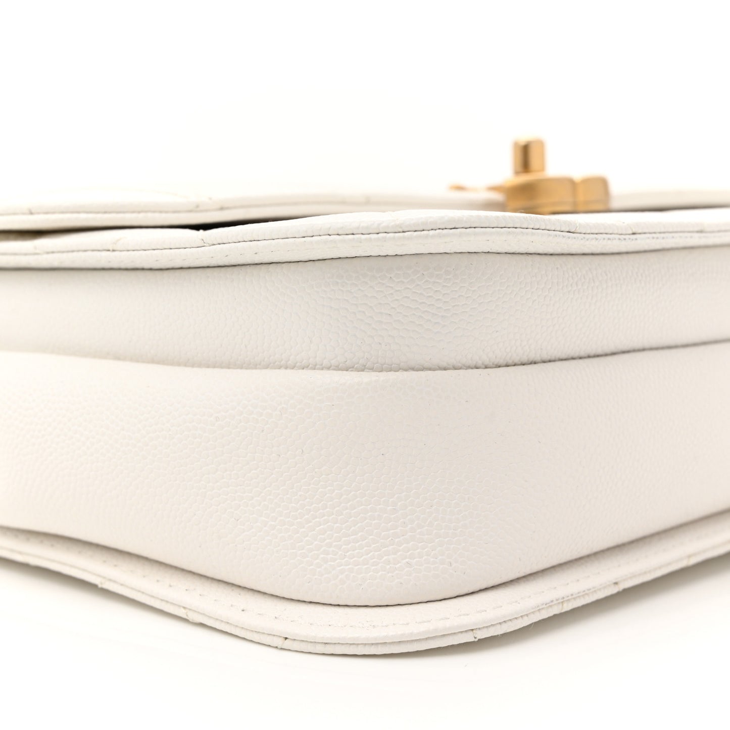 Caviar Quilted Small Top Handle Flap White