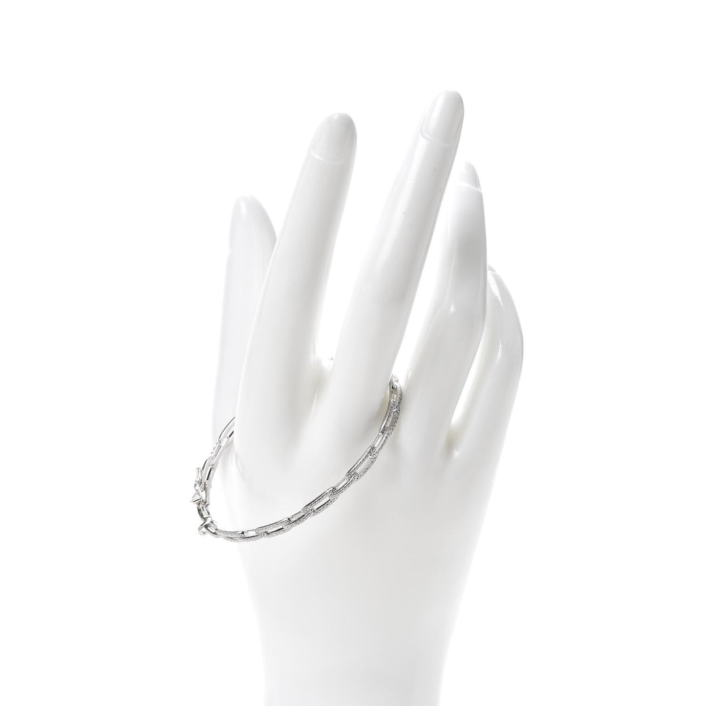 18K White Gold Diamond 4mm Stax Chain Link Bracelet