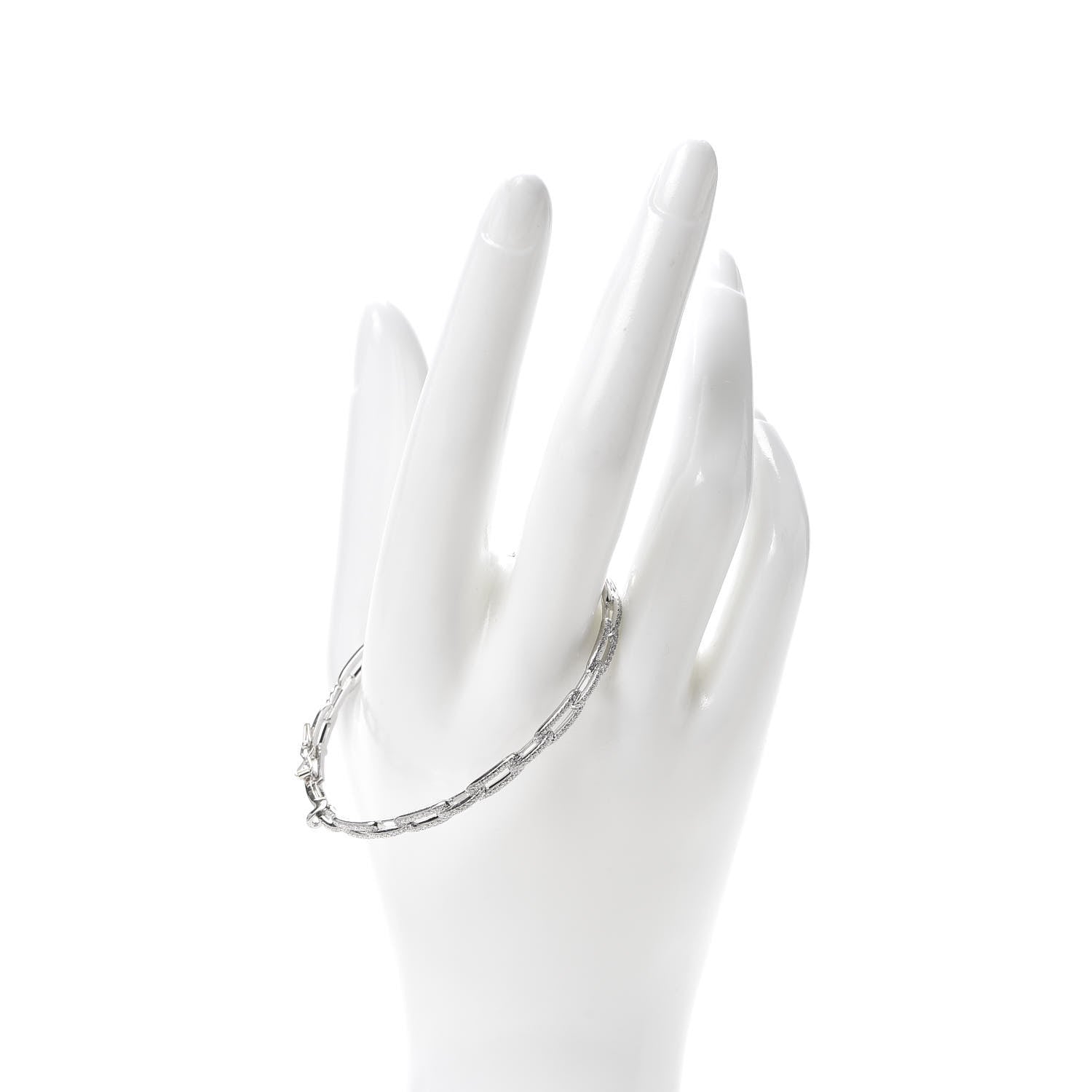 David Yurman 18K White Gold Diamond 4mm Stax Chain Link Bracelet 2 of 5
