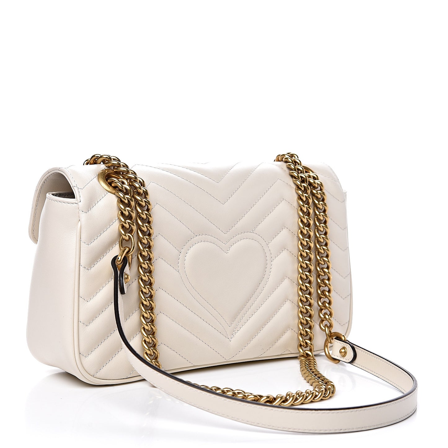 Calfskin Matelasse Small GG Marmont Shoulder Bag White