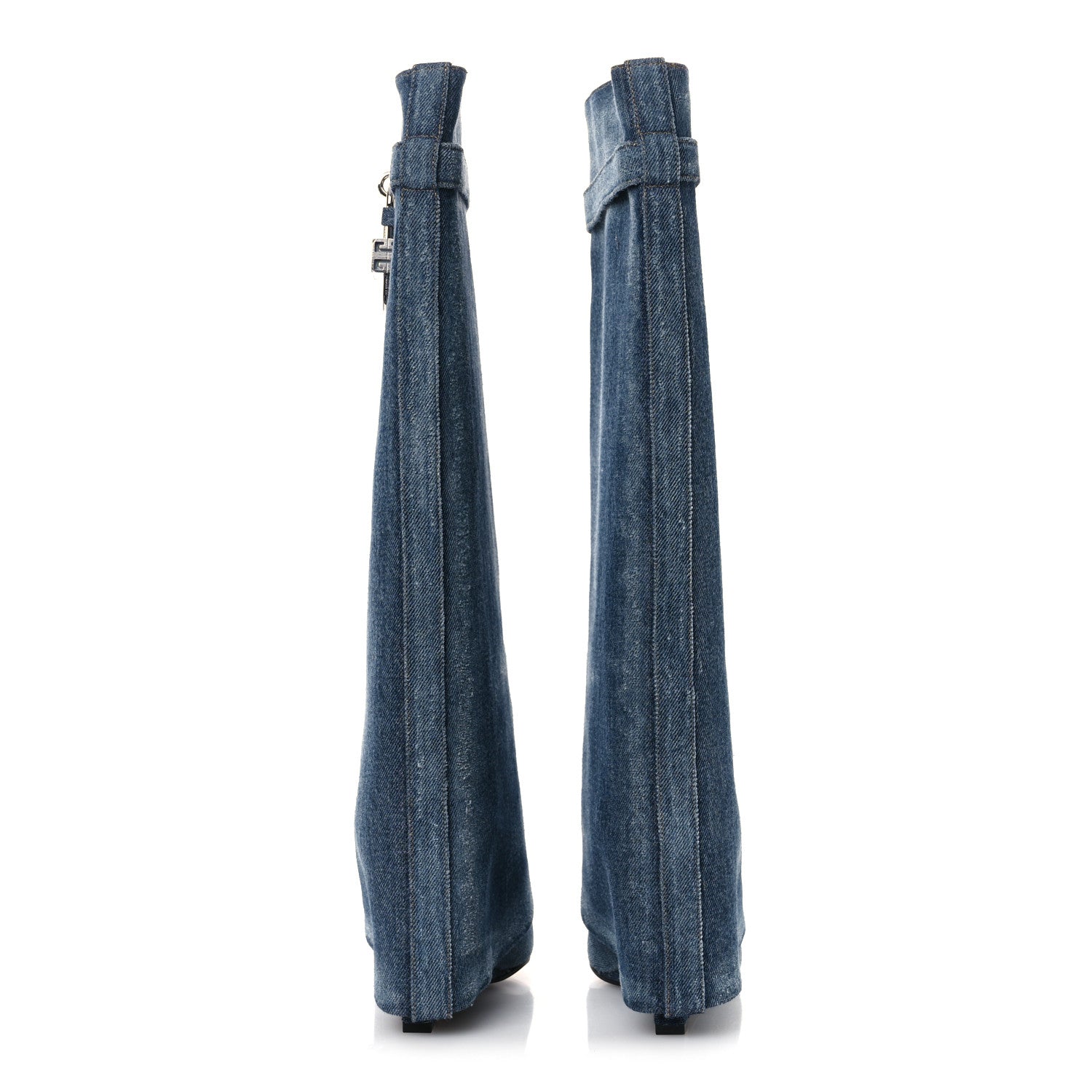 Givenchy Washed Denim Shark Lock Pant Boots 40 Blue 1770353
