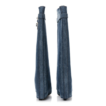 Givenchy Washed Denim Shark Lock Pant Boots 40 Blue 6 of 10