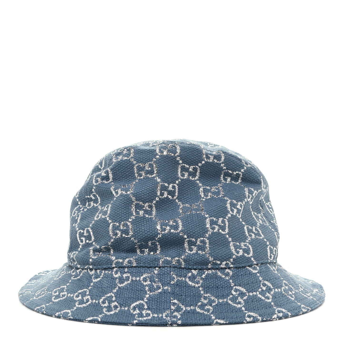 Canvas Lame GG Monogram Bucket Hat M Light Blue Silver