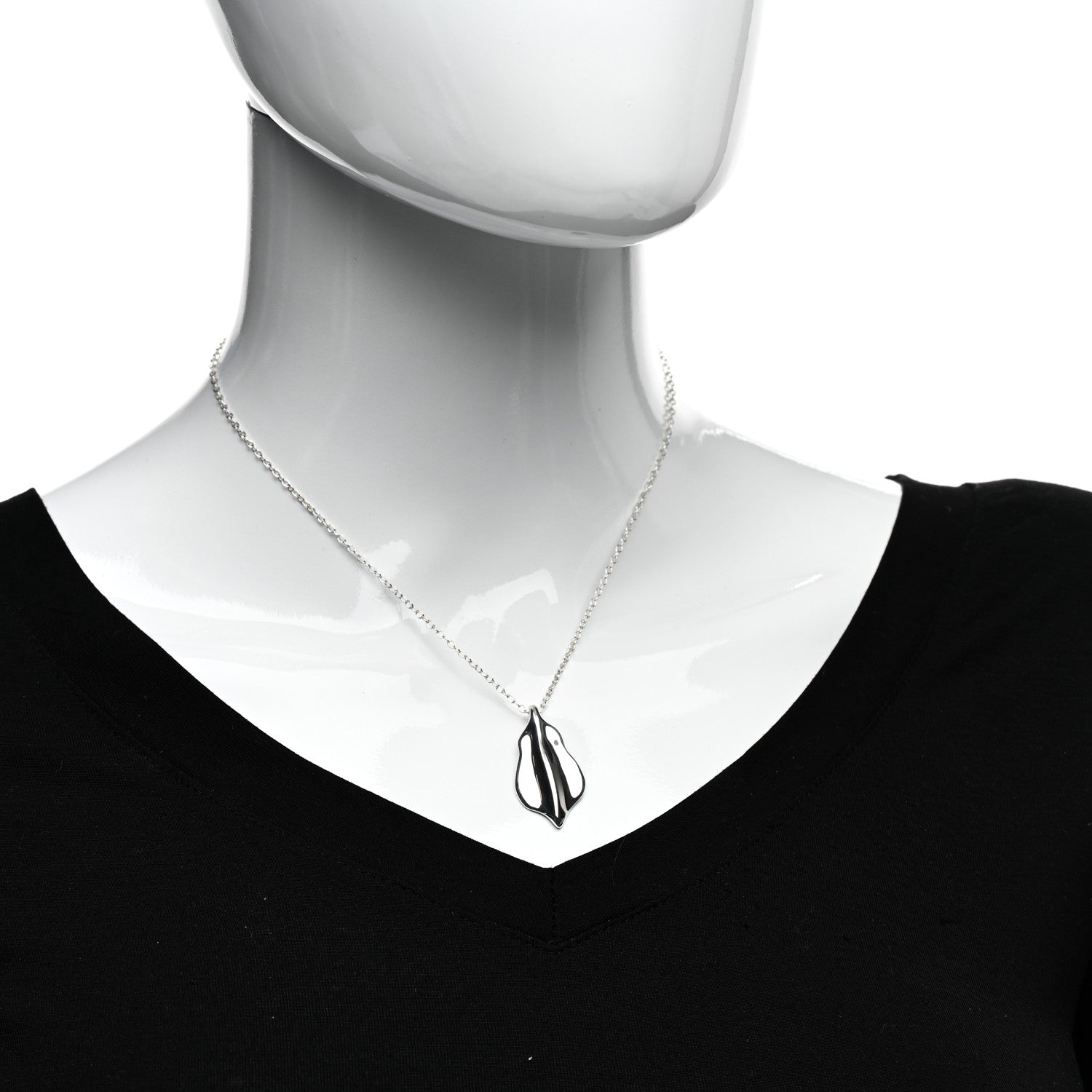 Tiffany Sterling Silver Leaf Pendant Necklace 2 of 4