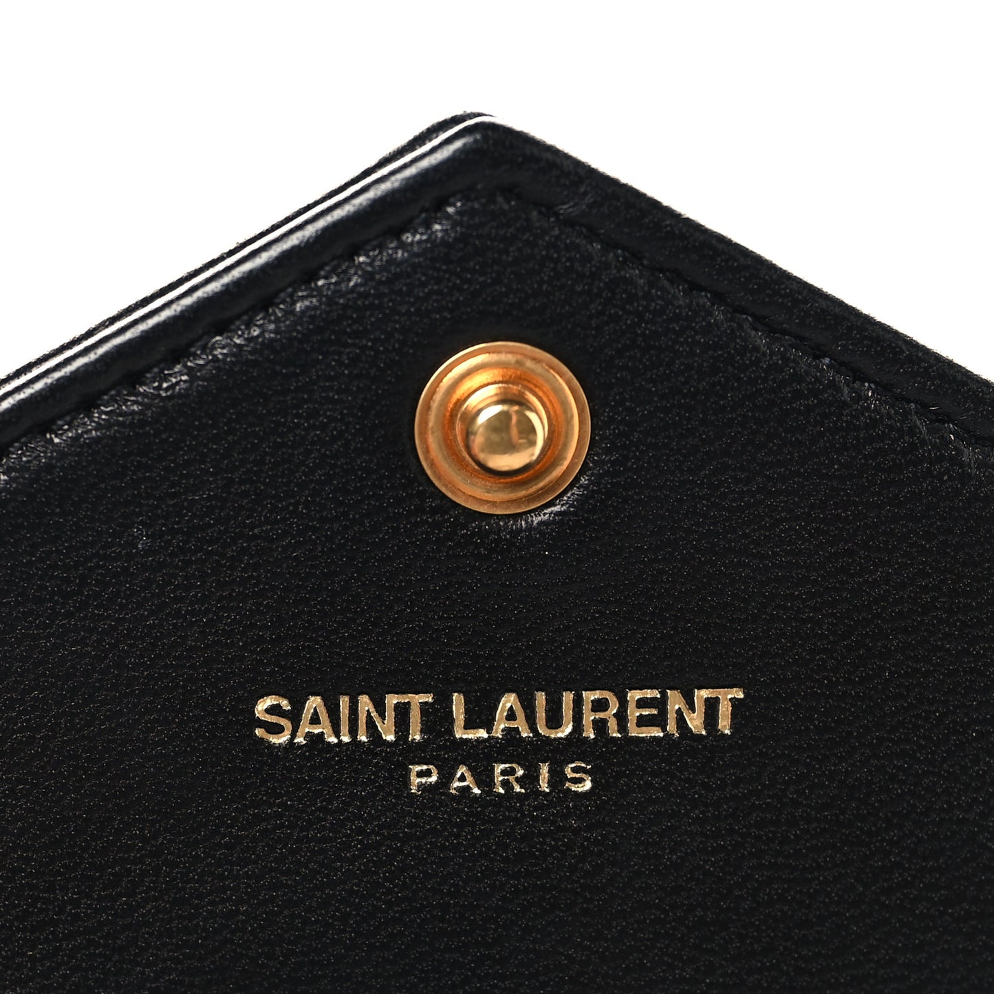 Calfskin Matelasse Chevron Monogram Envelope Chain Wallet Black