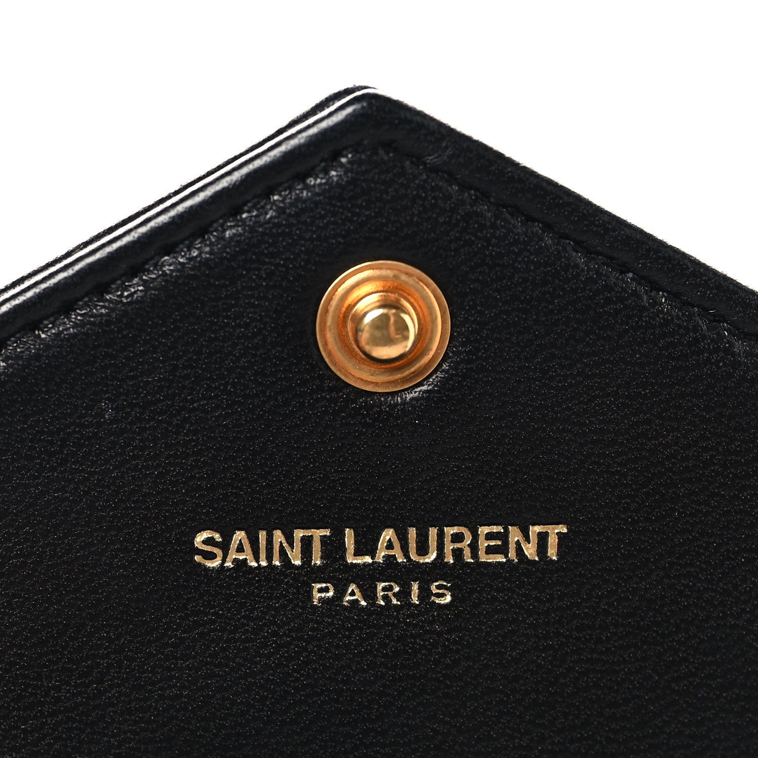 Saint Laurent Calfskin Matelasse Chevron Monogram Envelope Chain Wallet Black 5 of 9