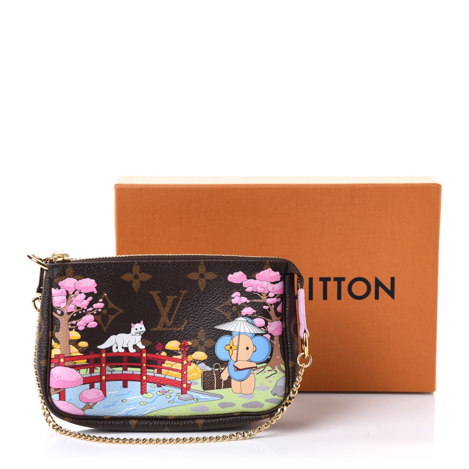 Louis Vuitton Monogram 2021 Christmas Animation Japanese Garden Mini Pochette Accessories Wisteria Pink 9 of 9