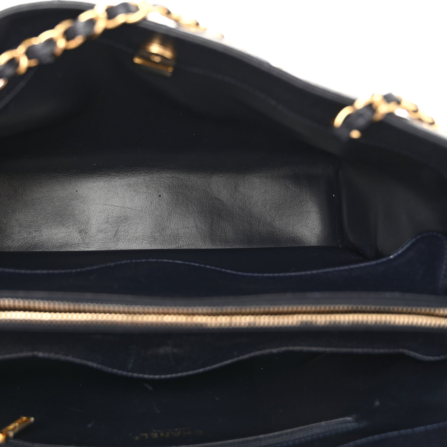 Chanel Caviar Quilted Small Shopping Tote Navy 5 of 14