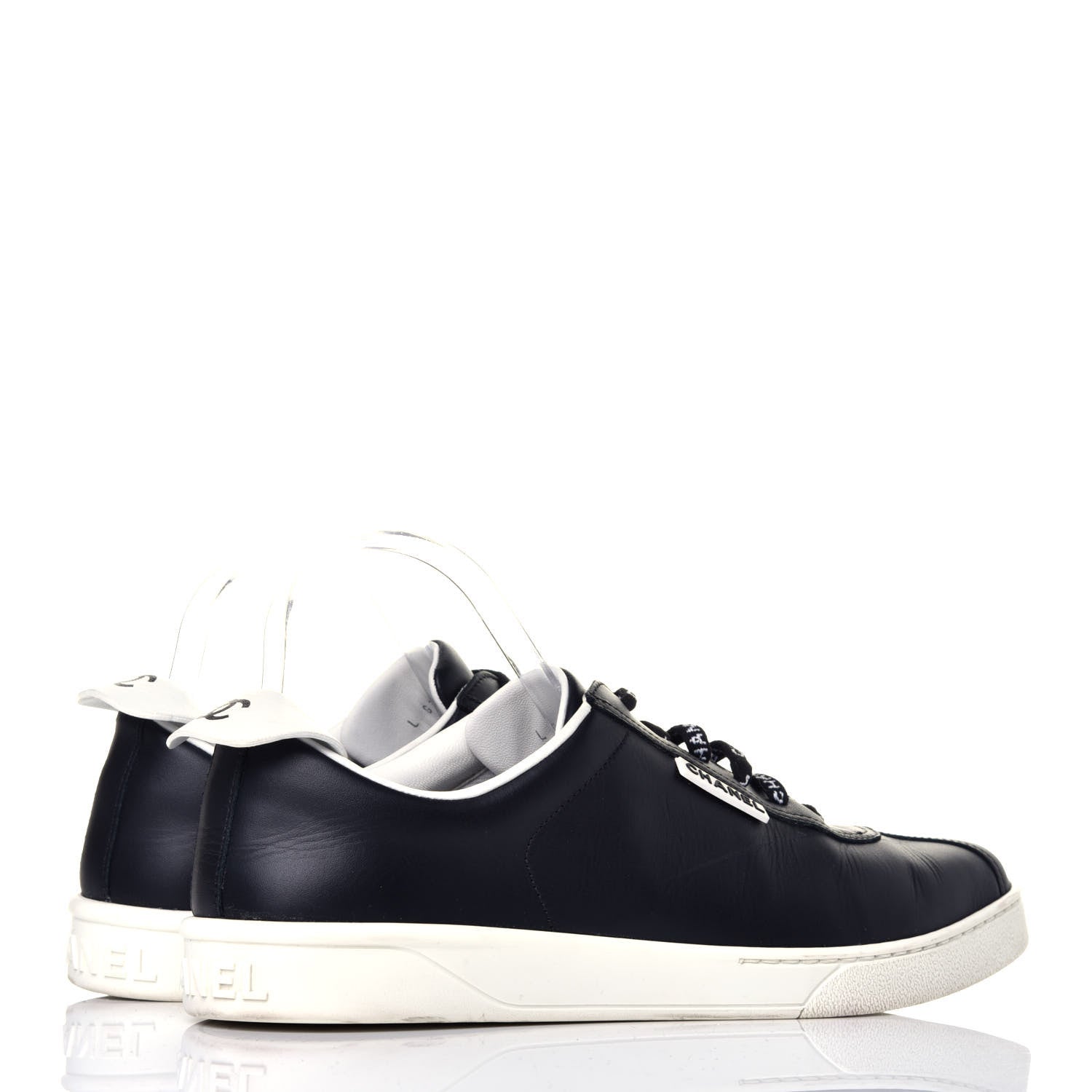 Chanel Calfskin CC Womens Sneakers 42 Black 4 of 9