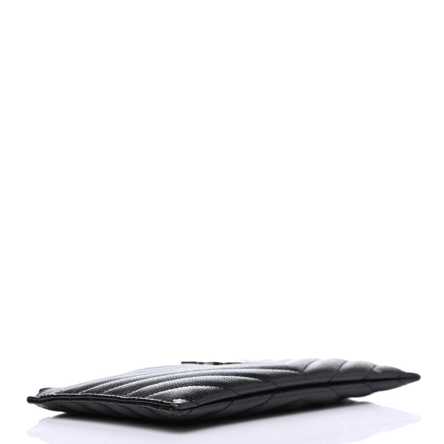 Saint Laurent Grain De Poudre Chevron Monogram Bill Pouch Black 3 of 4