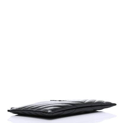 Saint Laurent Grain De Poudre Chevron Monogram Bill Pouch Black 3 of 4